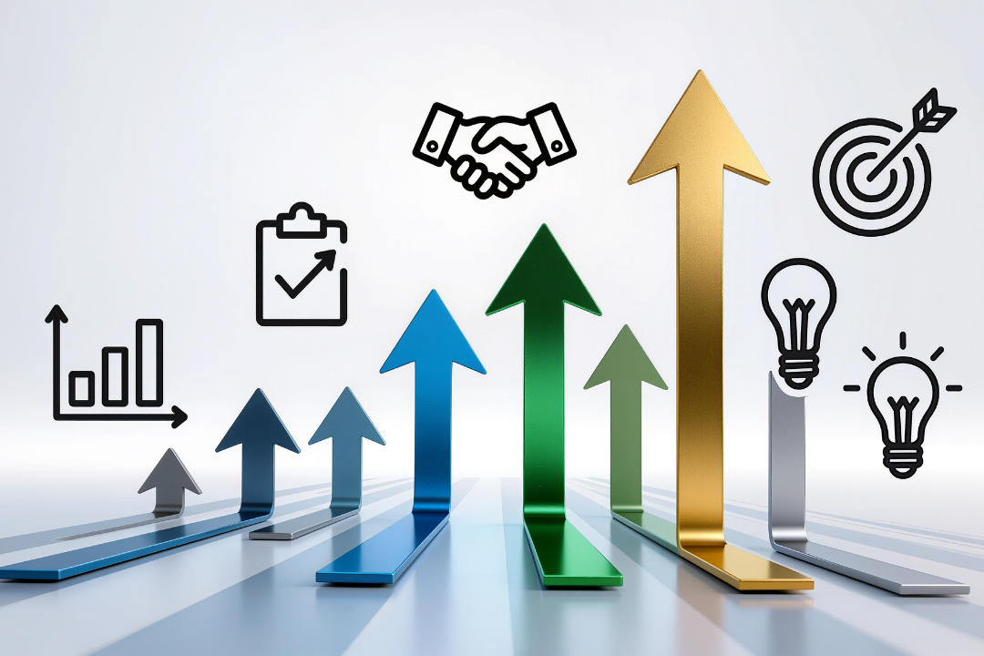 A clean visual representation of the marketing funnel showing awareness at the top and conversion at the bottom.